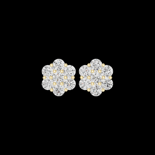 2.94 TCW Classic Floral Moissanite Diamond Cluster Stud Earrings with Brilliant Round Cut Sparkle