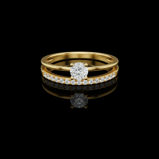 0.50 CT Timeless Radiance Lab Grown Diamond Duo Ring Set with Round Center Diamond