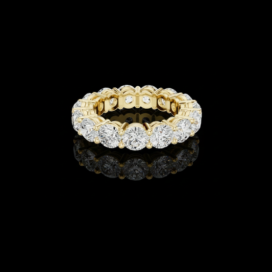 7.00 TCW Luxury Gold Moissanite Eternity Ring with Full Circle Round Brilliant Diamonds