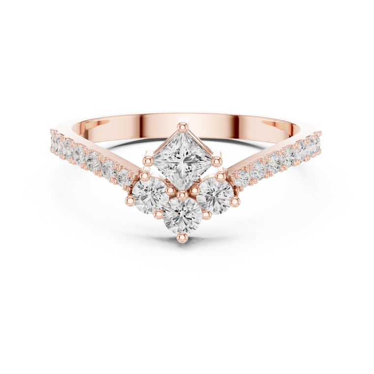 Princess & Round Cut Moissanite Chevron Band - view 2