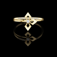 0.02 CT Radiant Petal Lab Grown Diamond Ring with Intricate Geometric Flower Design