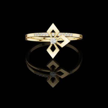 0.02 CT Radiant Petal Lab Grown Diamond Ring with Intricate Geometric Flower Design