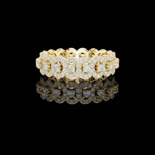 2.70 TCW Radiant Floral Inspired Lab Diamond Eternity Band with Sparkling Round Brilliant Accents