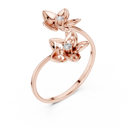 Open Floral Wrap Ring with Round Moissanite Accents - view 3