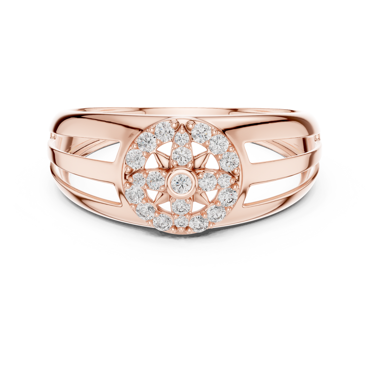 Floral Inspire Round Moissanite Open Band Engagement Ring - view 2