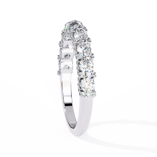 0.93 TCW Elegant Lab Grown Diamond Round Cut Diamond Band Half Eternity Wedding Ring Luxury Fine Jewelry