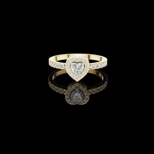 1.00 CT Romantic Heart Cut Lab Grown Diamond Halo Ring with Pave Set Accents For Fiancé