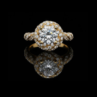 Round Halo Moissanite Diamond Art Deco Twist Ring