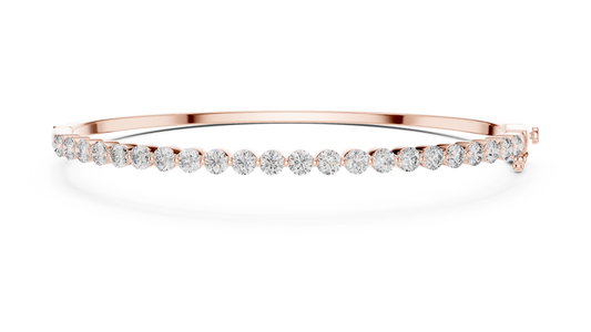 1.98 TCW Iconic Gold Round Moissanite Diamond Line Bangle Bracelet For Someone Special