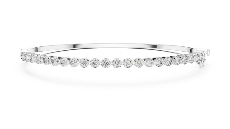 1.98 TCW Round Moissanite Line Bangle Bracelet - view 3