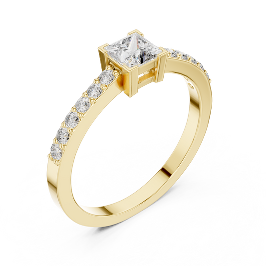 Princess Cut Lab Diamond Pavé Engagement Ring - view 4