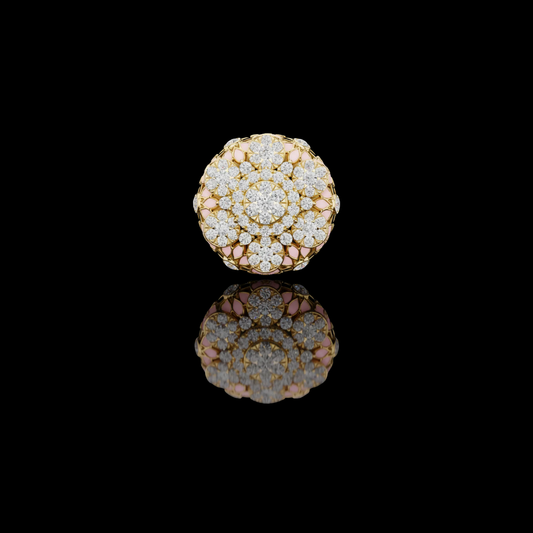 2.5 TCW Floral Medallion Ring With Intricate Moissanite Diamond Clusters and Detailed Lattice Artistry