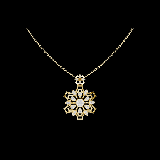 0.80 TCW Luxurious Floral Lab Grown Diamond Sparkling Flower Motif Jewelry Statement Pendant For Her