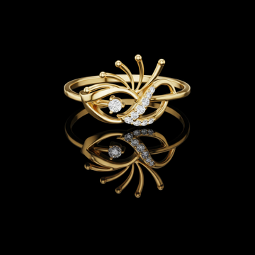 0.31 TCW Lumin Eyelet Ring with Flowing Artistic Filigree and Sparkling Moissanite Diamond