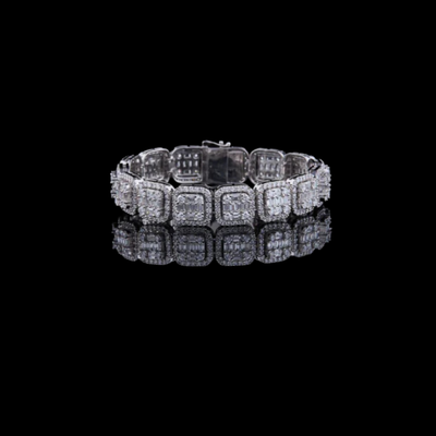 Round Cut Lab Grown Diamond Cushion Link Tennis Bracelet