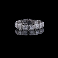 12.75 TCW Luxurious Moissanite Bracelet Featuring Square Links with Baguette and Round Diamonds By Ivevar