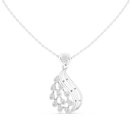Leaf Swirl Pendant Necklace with Round Stones - view 3