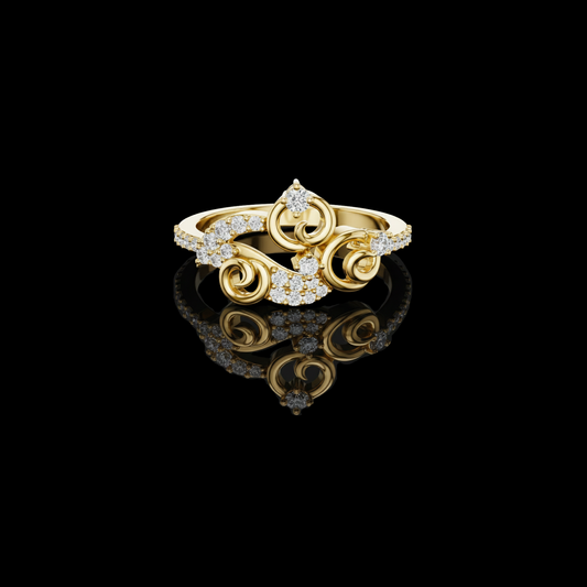 0.30 TCW Ornate Lab Grown Diamond Swirl Ring in Lustrous A Poetic Expression of Motion