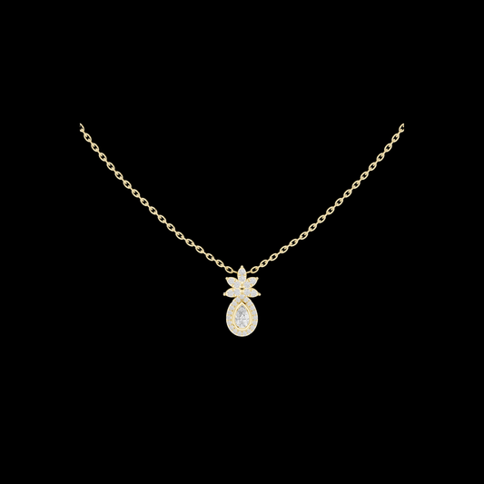 0.17 CT Teardrop Floral Flower Moissanite Diamond Minimal Luxury Pendant for Women Everyday Jewelry