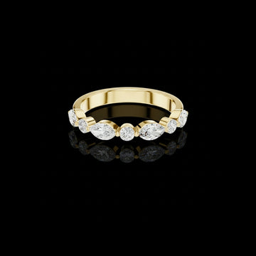 0.78 TCW Luna Crest Gold Marquise Cut Lab Grown Diamond Wedding Band For Her