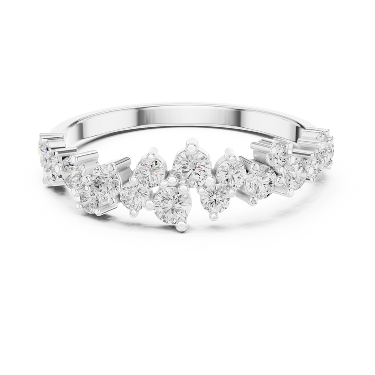 Round & Marquise Cut Lab Diamond Crown Wedding Band Ring - view 2