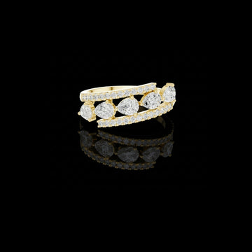 4.00 TCW Horizon Moissanite Diamond Band with Floating Pear & Round Stone Stations and Pave Rails