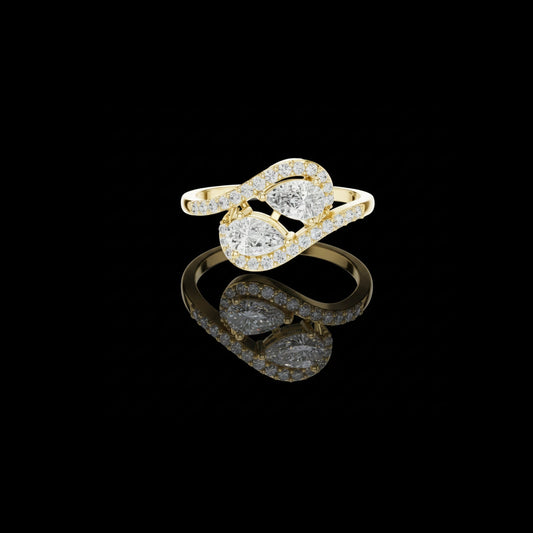 3.50 TCW Interlocking Bypass Design Double Round Moissanite Diamond With Pave Halo Accents For Her