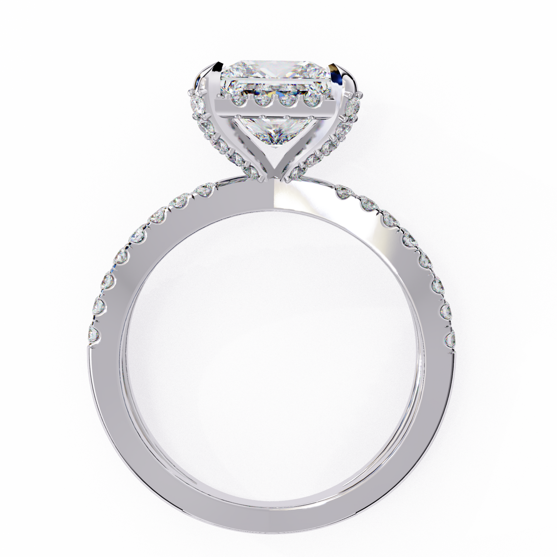 Diamond ring with a white gold band 