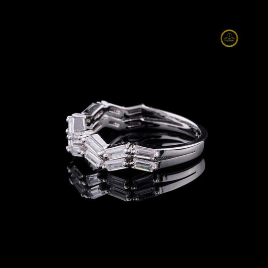 Zig Zag Style Baguette Cut Lab Diamond Wedding Band - view 3