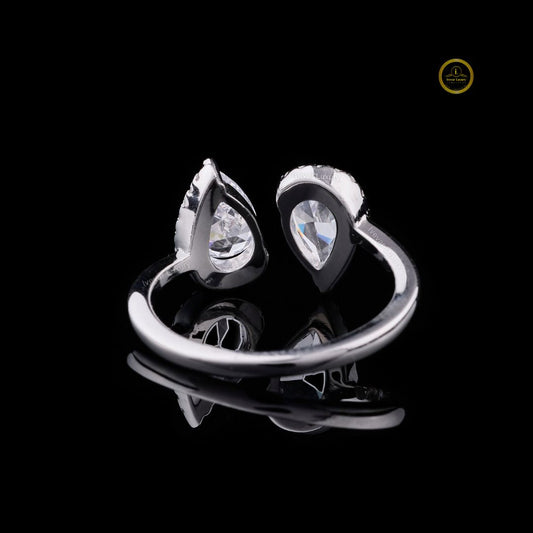Open Gap Toi Et Moi Pear Cut Moissanite Anniversary Ring - view 3