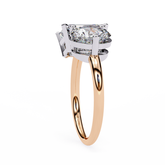 Emerald and Round Lab Diamond Toi et Moi Promise Ring - view 3