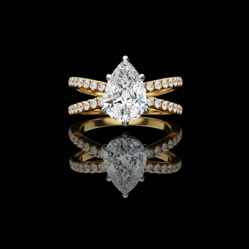 2.00 CT Luminous Pear Cut Elegance Double Band Moissanite Diamond Ring For Gift