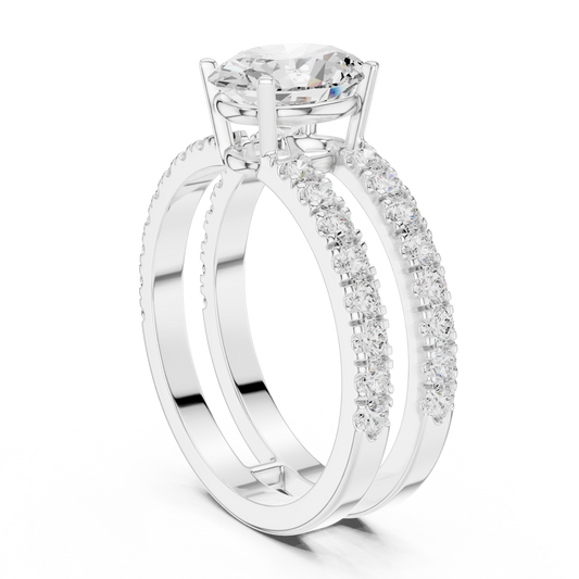 Oval Cut Lab Diamond Double Pave Band Ring - view 3