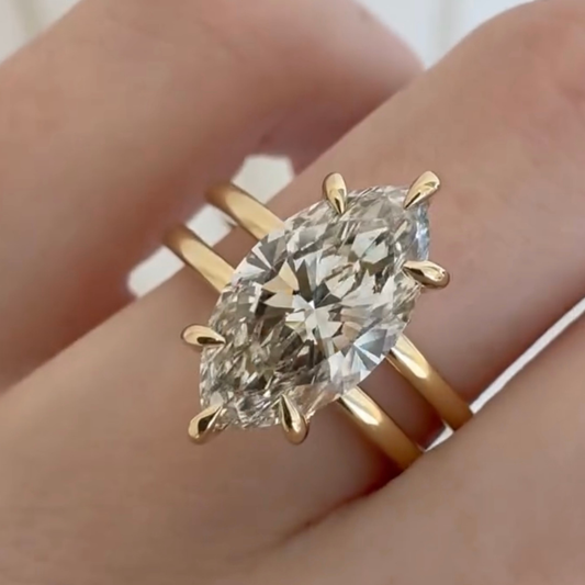 2.25 TCW Luxury Marquise Cut Moissanite Diamond with Split Double Band Minimal Engagement Ring