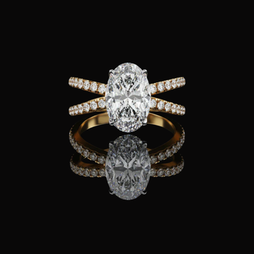 1.50 CT Timeless Oval-Cut Moissanite Diamond Wedding Ring with Double Pave Band