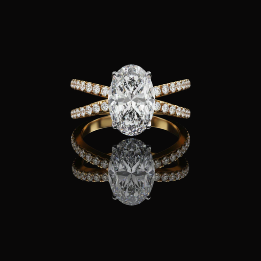1.50 CT Timeless Oval-Cut Lab Grown Diamond Wedding Ring with Double Pave Band