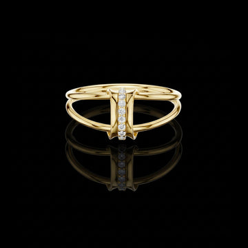 0.055 TCW Double Band Vertical Lab Grown Diamond Bar Ring Modern Statement Design by Ivevar Luxury