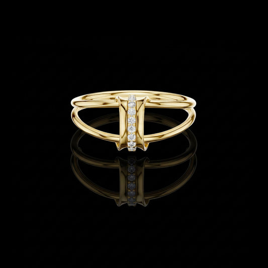0.50 TCW Double Band Vertical Moissanite Diamond Bar Ring Modern Statement Design by Ivevar Luxury