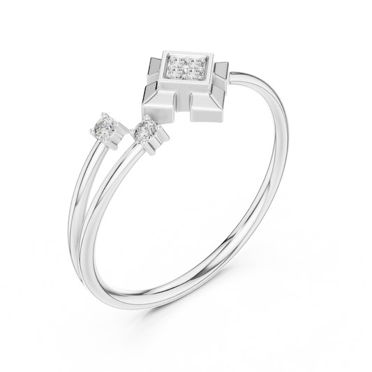 Geometric Round Cut Lab Diamond Cluster Double Band - view 4