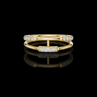 0.24 TCW Double Band Moissanite Diamond Bar Modern Statement Ring for Women