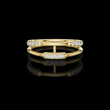 0.24 TCW Double Band Moissanite Diamond Bar Modern Statement Ring for Women