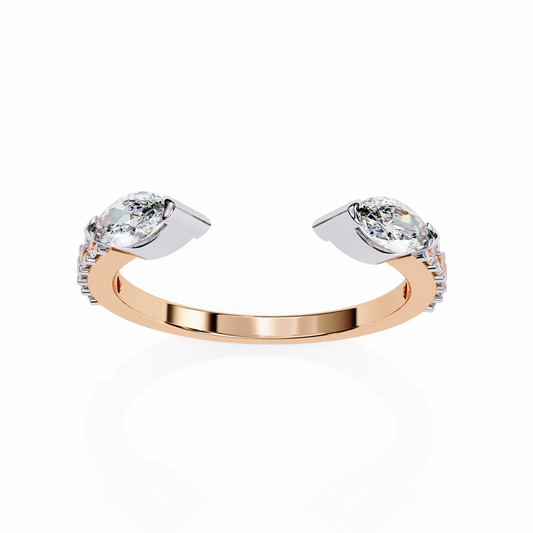 Open Pear Cut Lab Diamond Bypass Ring with Pave Accents - view 3