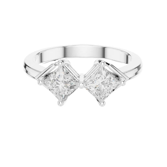 Princess Cut Two Stone Toi Et Moi Moissanite Ring - view 3