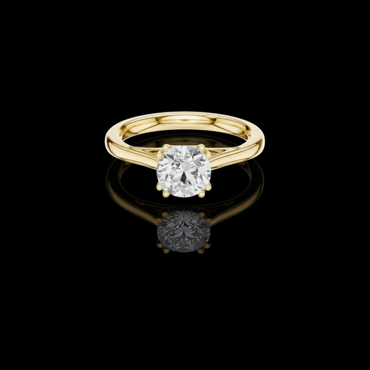 1.00 TCW Stylish Round Brilliant Moissanite Diamond Solitaire Ring with Double Four Prong Setting