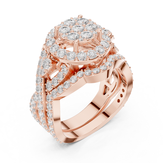 Round Halo Cluster Lab Diamond Ring - view 3