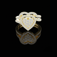 2.50 TCW Beautiful Double Layer Heart Lab Grown Diamond Ring Multi Row Pave Halo Design For Women