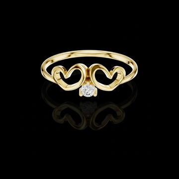 0.15 TCW Double Heart Embrace Solitaire Lab Grown Diamond Ring Dainty Love Symbol Jewelry for Women