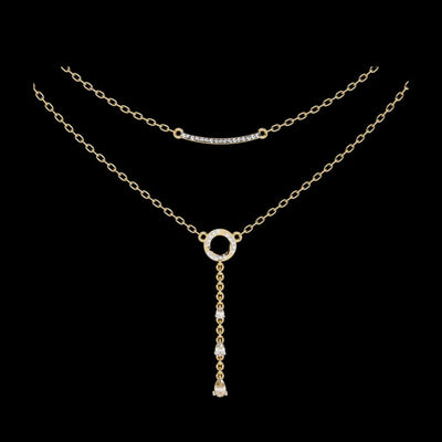 Double Layered Circle Drop Lab Grown Diamond Necklace