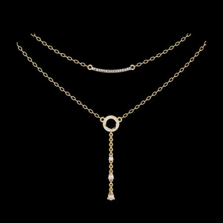 Double Layered Circle Drop Lab Grown Diamond Necklace