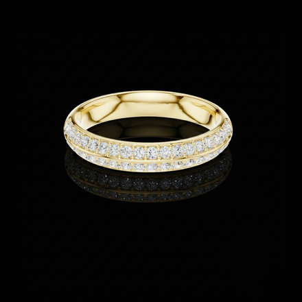 Round Moissanite Pave Wedding Band